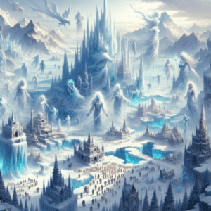 Diseño de reinos helados donde los dioses caminan entre mortales